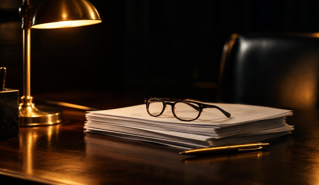A prepared loan document pack on a desk